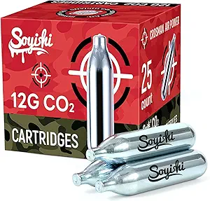 25 Count 12 Gram CO2 Cartridges for Paintball for BB Gun, Airsoft, Air Gun, Pepper Gun P2P HDP